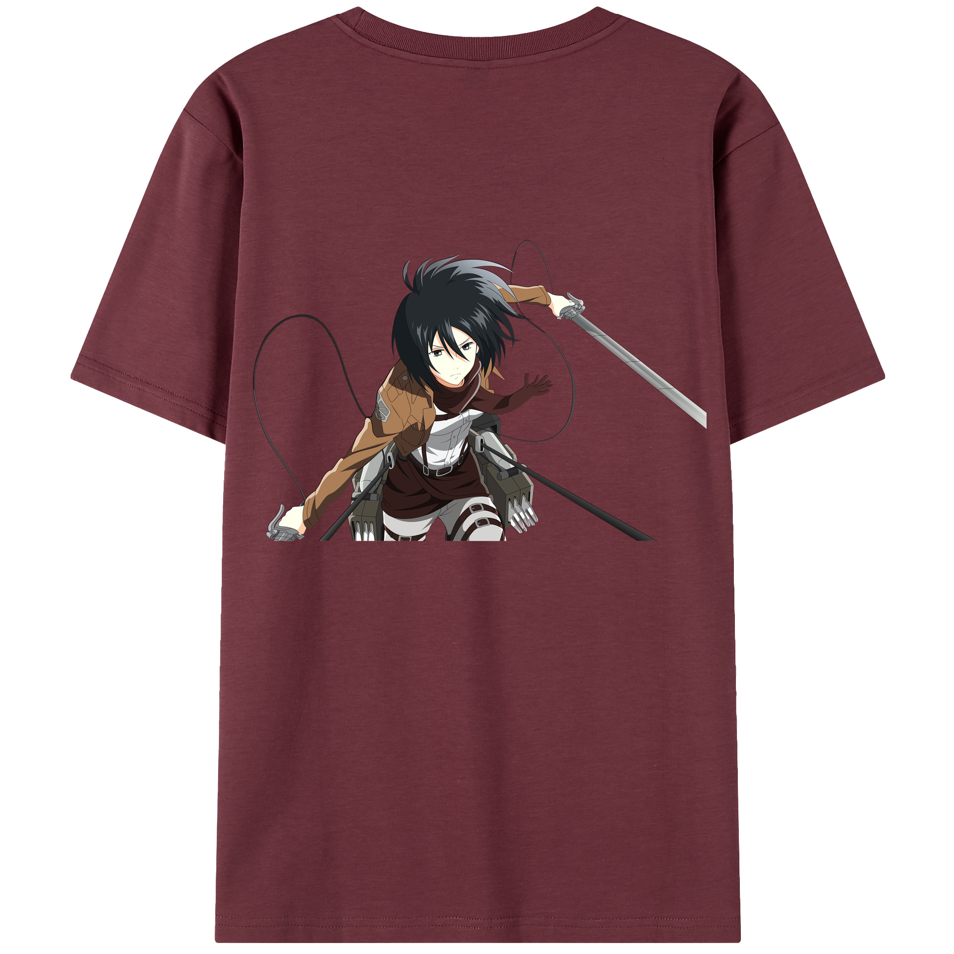 （画像用） 進撃の巨人 ミカサ·アッカーマン Attack on Titan Mikasa Ackerman 綿100％半袖Tシャツ（背面プリント）
